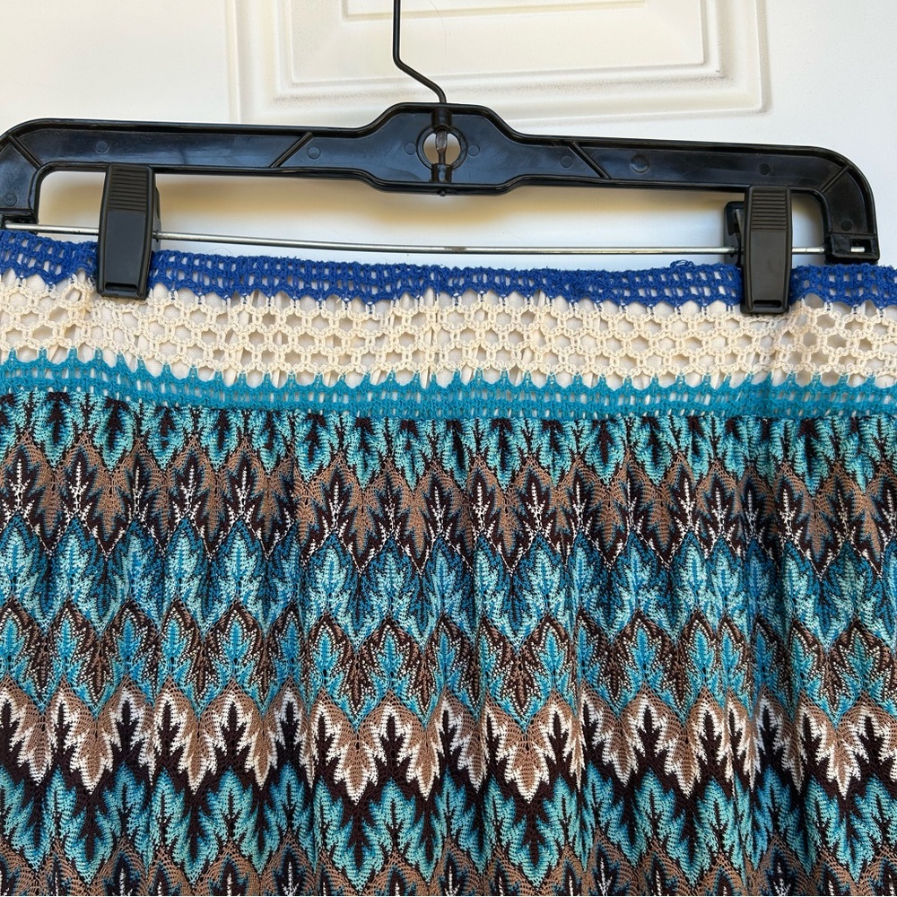 Lapis Blue and Brown Textured Skirt - Picture 3 of 8